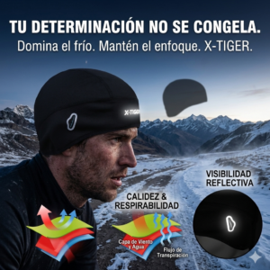Gorro térmico, repelente al agua, viento y transpirable de secado rápido X-TIGER negro