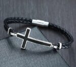 Pulsera trenzada cruz protectora