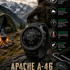 Reloj Apache Militar A-46 altímetro, barómetro, termómetro, brújula, sumergible 50m