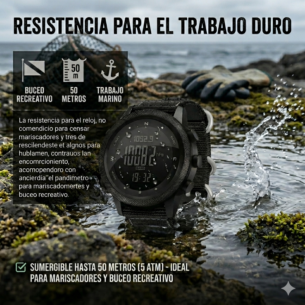 Reloj Apache Militar A-46 altímetro, barómetro, termómetro, brújula, sumergible 50m - Imagen 5