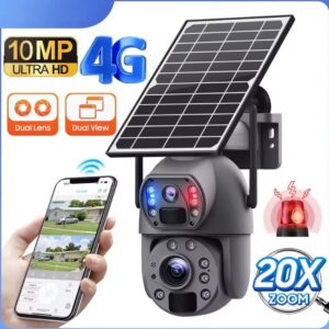 Camara solar 4G, sensor de movimiento, zoom 20x, Alarma y notificaciones con IA