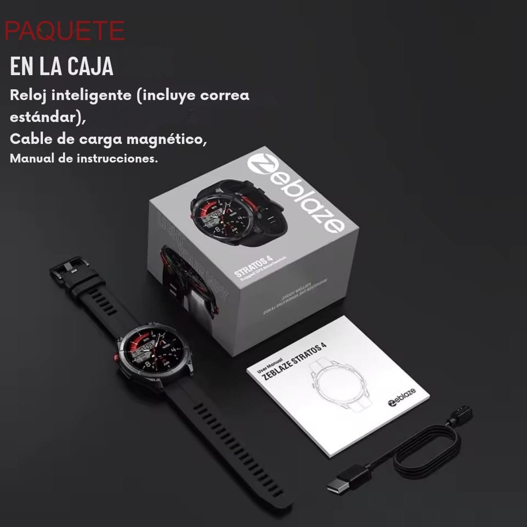 Reloj inteligente GPS Zeblaze Stratos 4 IP69k GPS 6 satelites, Brújula, altímetro, barómetro, linterna - Imagen 6