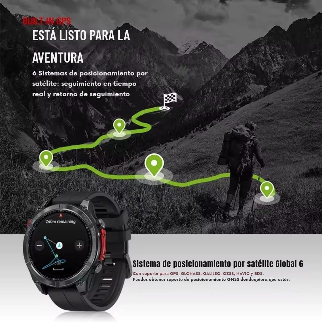 Reloj inteligente GPS Zeblaze Stratos 4 IP69k GPS 6 satelites, Brújula, altímetro, barómetro, linterna - Imagen 4