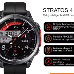 Reloj inteligente GPS Zeblaze Stratos 4 IP69k GPS 6 satelites, Brújula, altímetro, barómetro, linterna