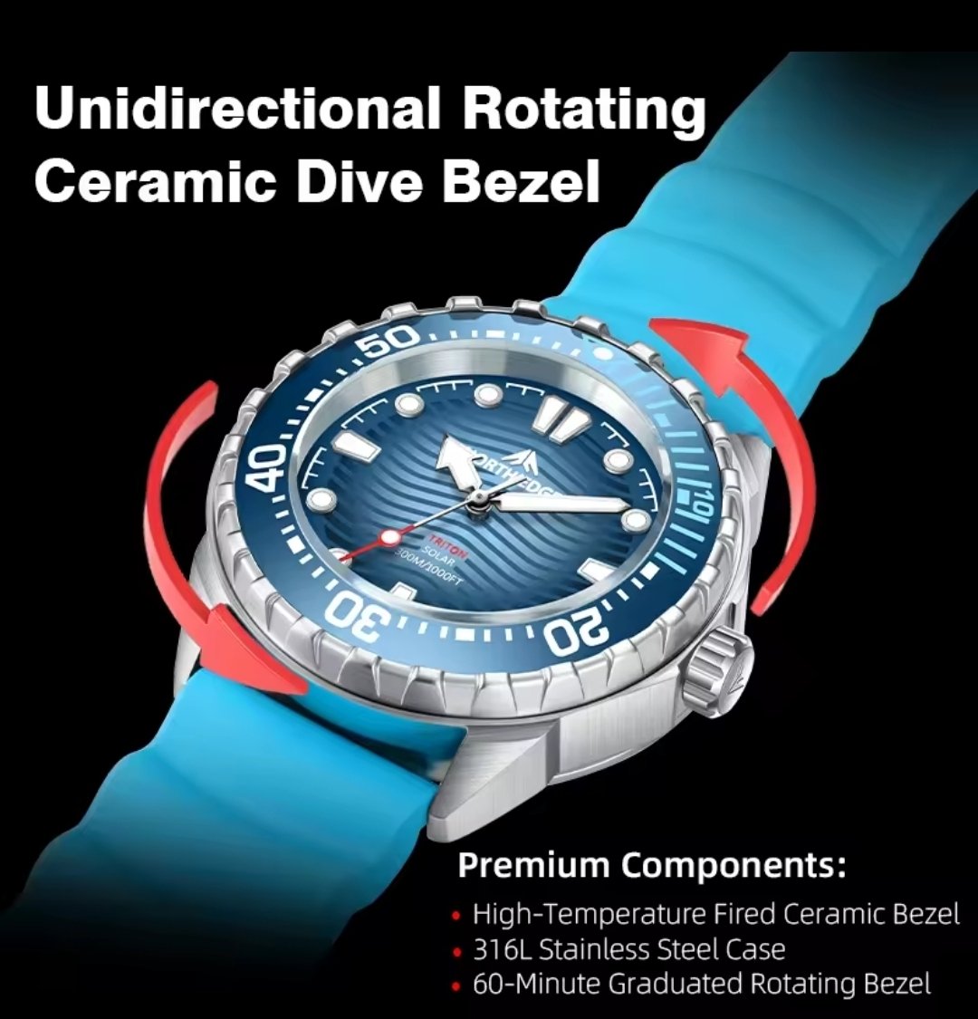 Reloj Tritón carga Solar de buceo by North Edge - Imagen 8