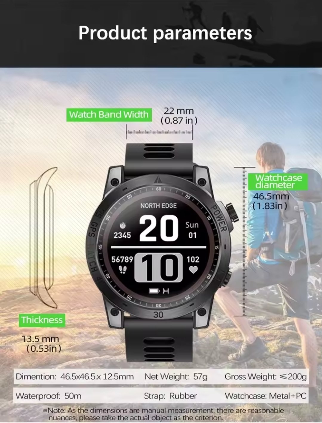 Reloj Inteligente deportivo Crossfit 3 by North Edge GPS, barómetro, brújula, barómetro - Imagen 7