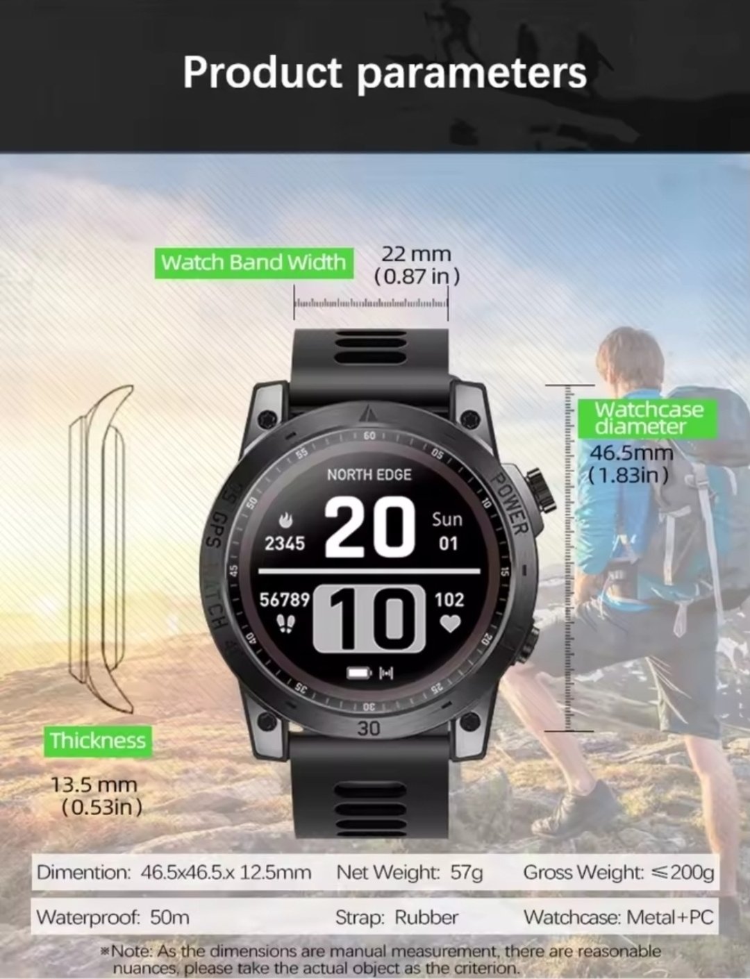 Reloj Inteligente deportivo Crossfit 3 by North Edge GPS, barómetro, brújula, barómetro - Imagen 12